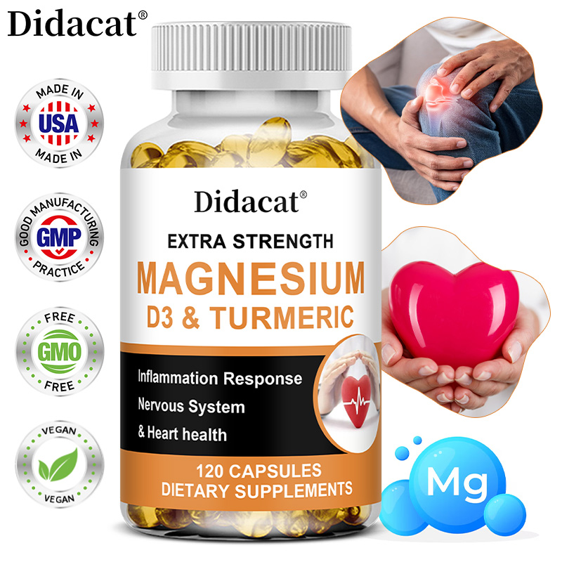 Health Wellness Vitamins - Magnesium & Vitamin D3 with Turmeric,