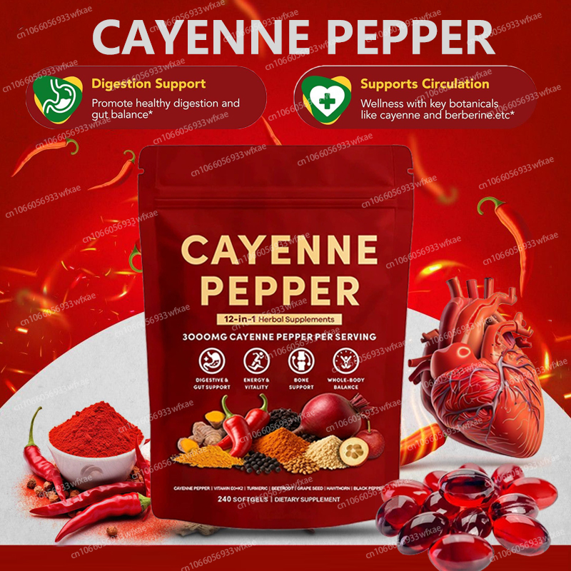 Health Wellness Vitamins - 240 Softgels Cayenne Pepper Supplements 12-in-1