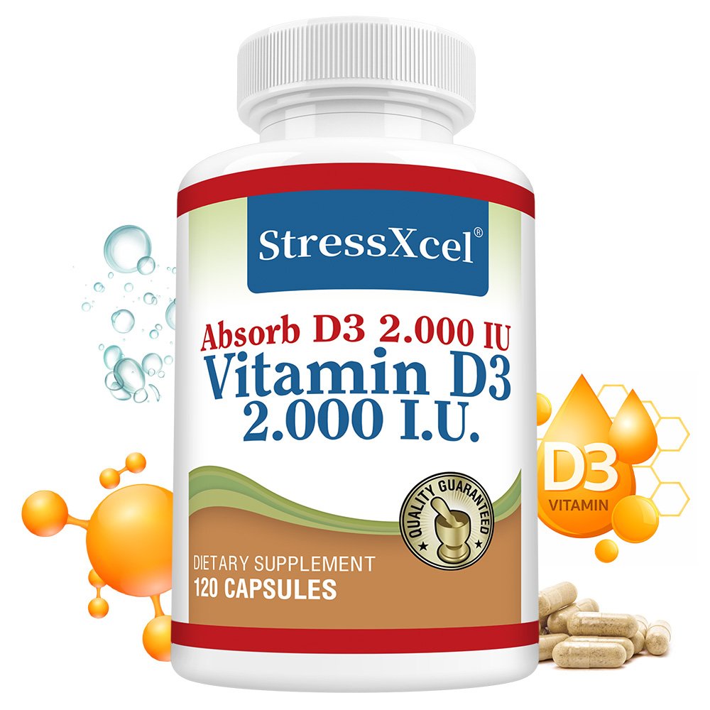 Health Wellness Vitamins - High Potency Vitamin D3 2000IU Capsules,