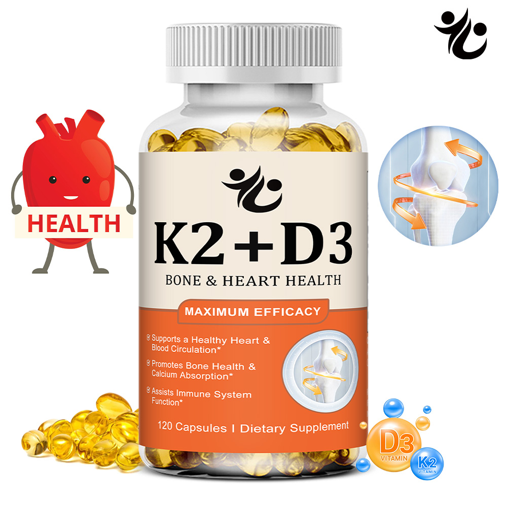 Health Wellness Vitamins - Vitamin D3 + K2 Capsules, Support