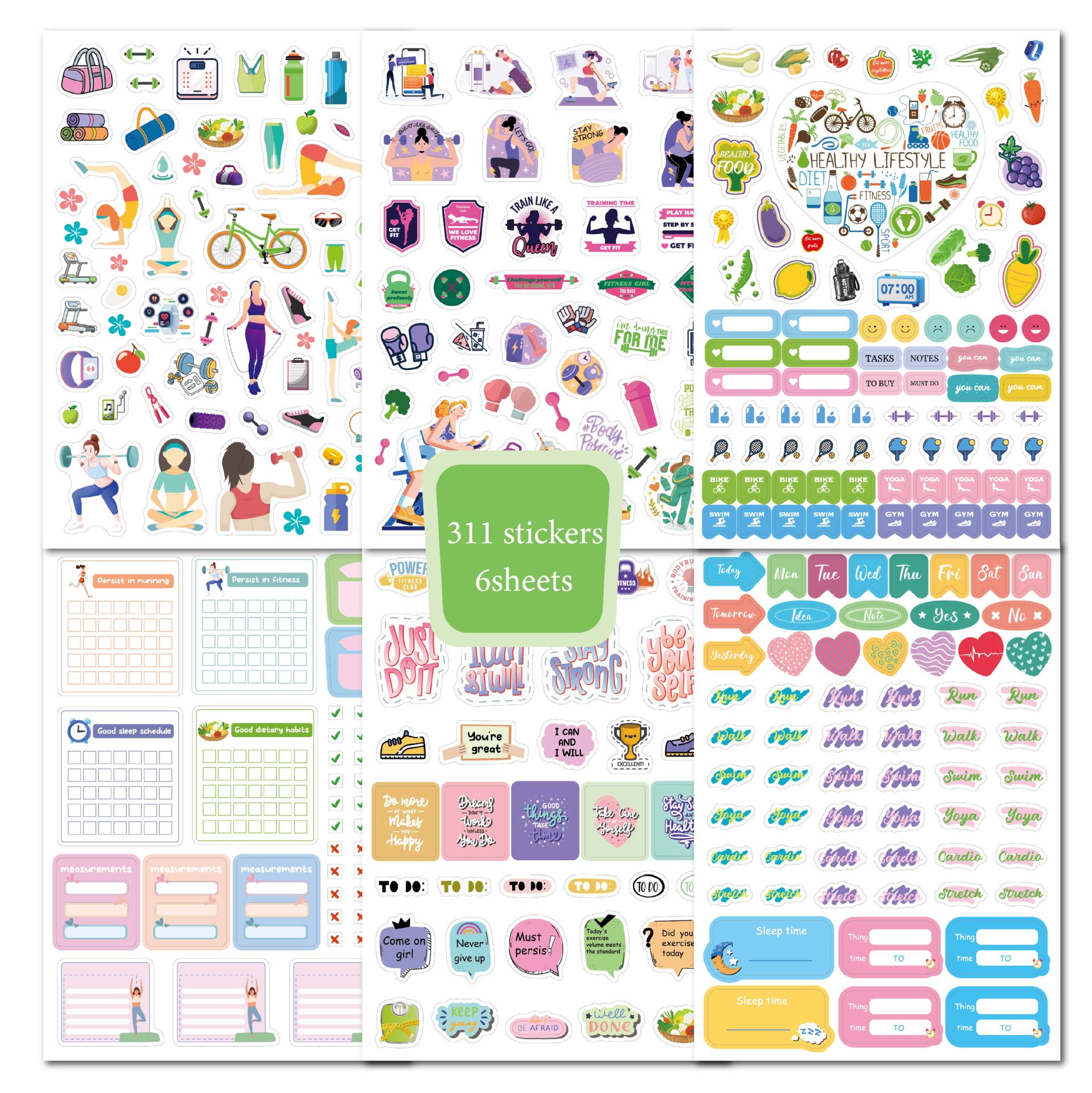 4 sheets/set Fitness Stickers  - Fitness Journal Planner recensione e prezzo