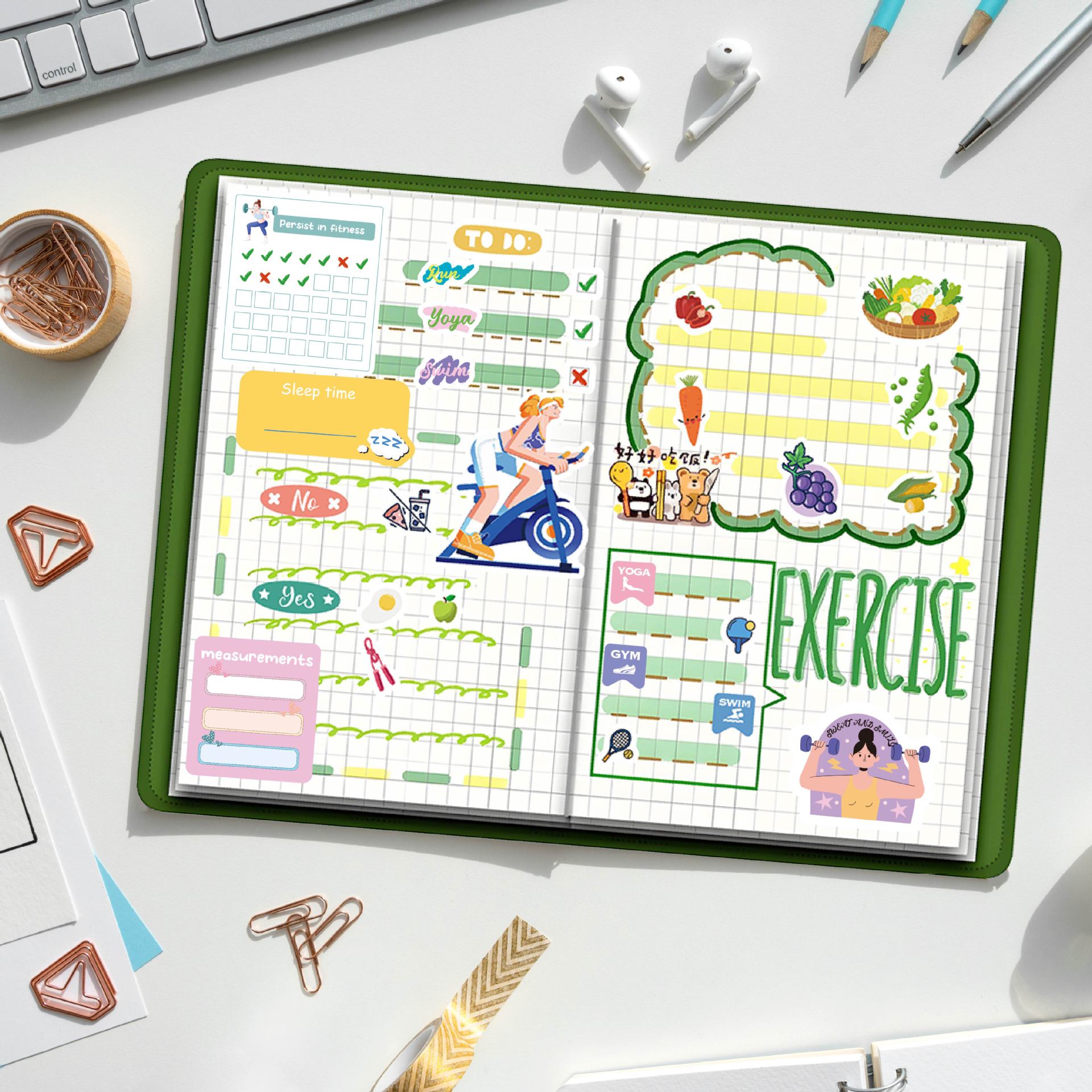 4 sheets/set Fitness Stickers  - Fitness Journal Planner recensione e prezzo