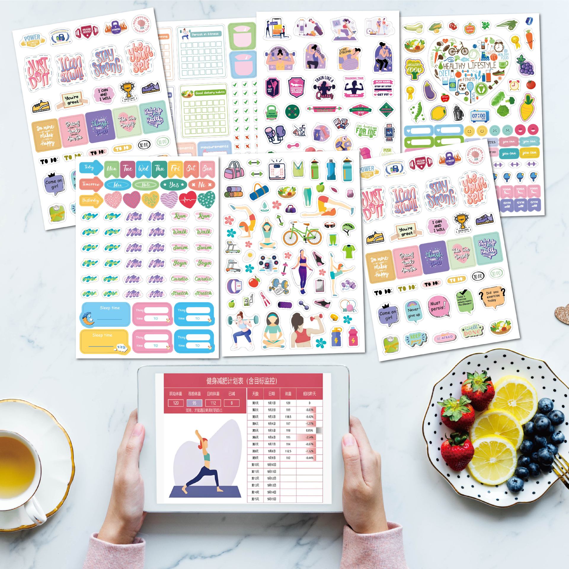 4 sheets/set Fitness Stickers  - Fitness Journal Planner recensione e prezzo