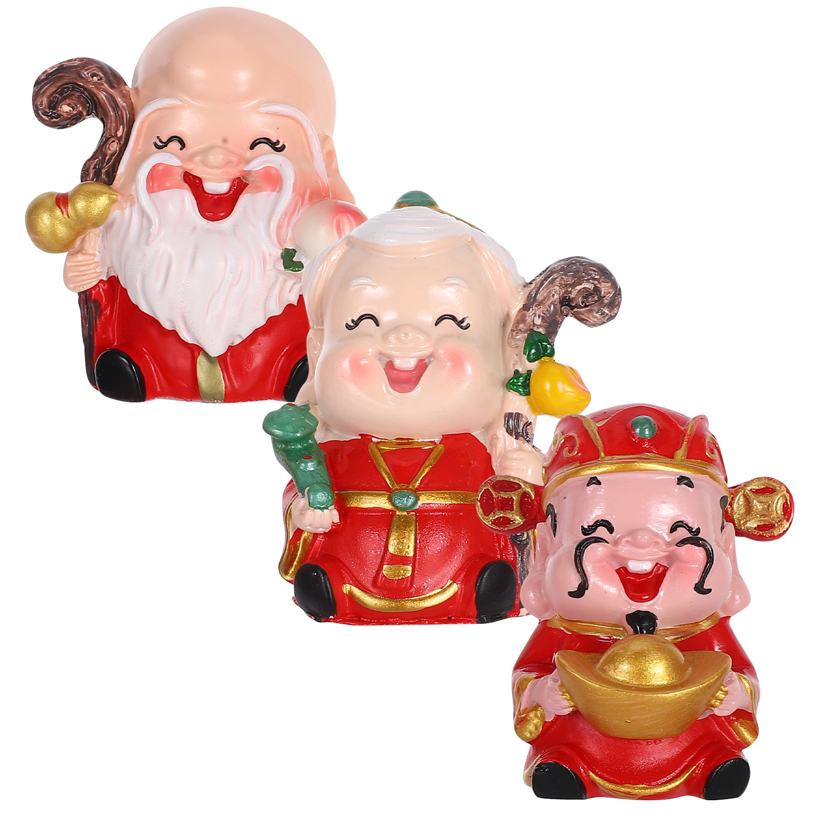 3Pcs Resin Chinese Elder Figur - Longevity Health & Wellness Hotel recensione e prezzo