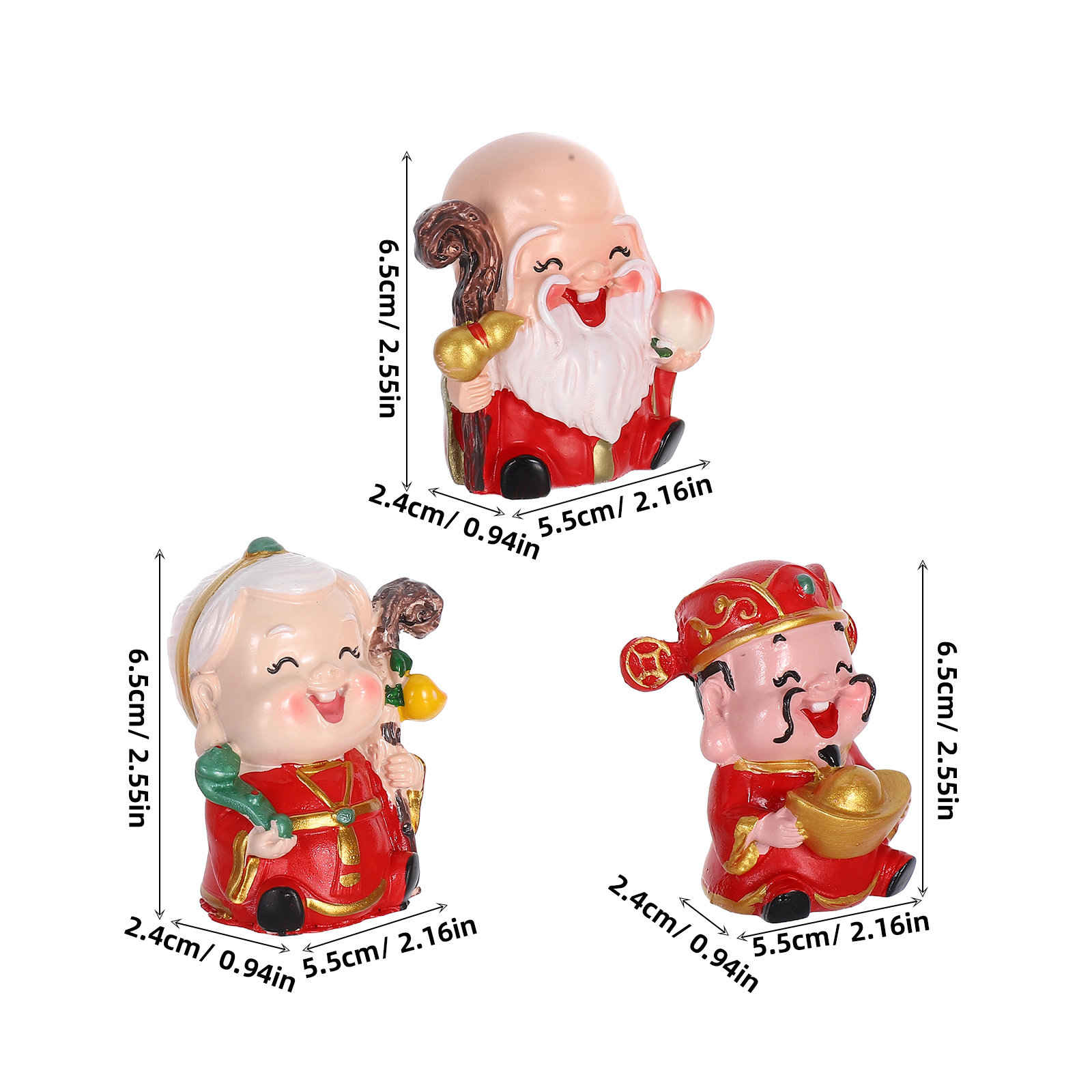 3Pcs Resin Chinese Elder Figur - Longevity Health & Wellness Hotel recensione e prezzo